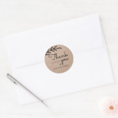 Sticker Rond Rustic Laurel Leaf Merci Mariage (Enveloppe)