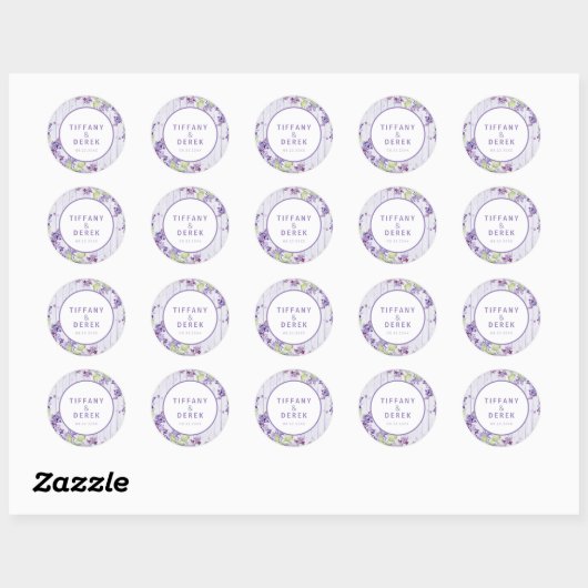 Sticker Rond Rustic Lilac Mariage (Feuille)