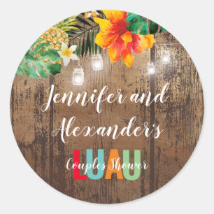 Sticker Rond Rustic LUAU Couples Douche Party