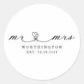 Sticker Rond Rustic M. et Mme Newlyted Mariage Gift (Devant)