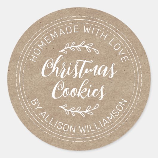 Sticker Rond Rustic Maison de Noël Cookies Kraft (Devant)