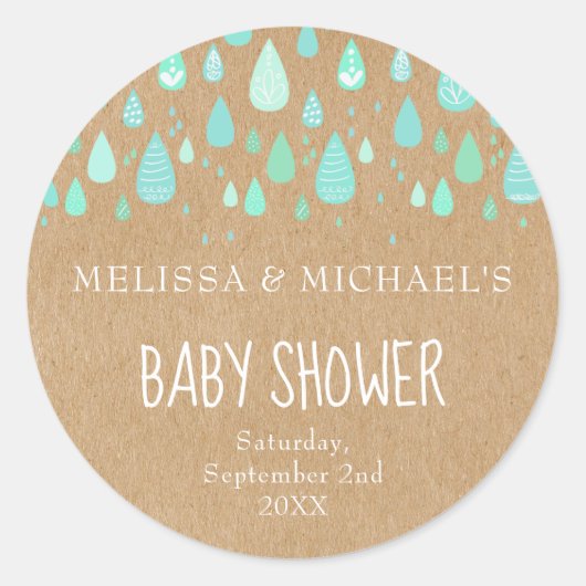 Sticker Rond Rustic menthe vert plugouttes couples baby shower (Devant)