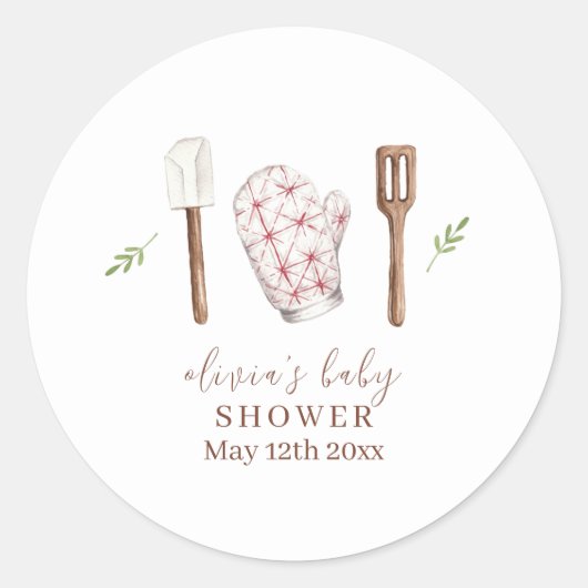Sticker Rond Rustic Modern Chef Cuisine Stuff Baby shower (Devant)