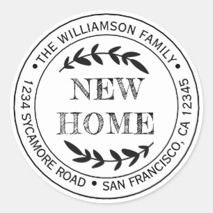 Sticker Rond Rustic Modern New Home Adresse de retour