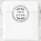 Sticker Rond Rustic Modern New Home Adresse de retour (Sac)