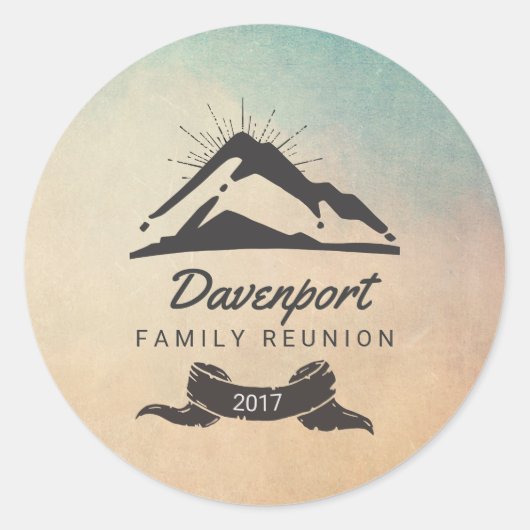 Sticker Rond Rustic Mountain Illustration Réunion de famille (Devant)