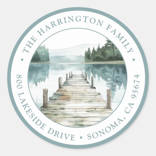 Sticker Rond Rustic Mountain Lake Adresse de retour Enveloppe S (Devant)