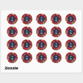 Sticker Rond Rustic Navy Poinsettia Floral Mariage de Noël (Feuille)