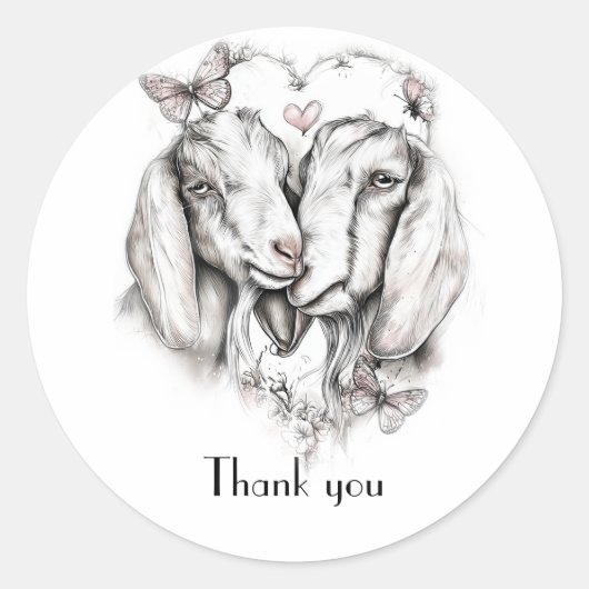 Sticker Rond Rustic Nubian Goat Sketch  (Devant)