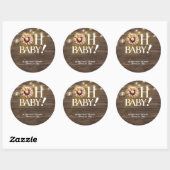 Sticker Rond Rustic Oh Baby Cutie Pie Baby Shower (Feuille)
