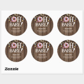 Sticker Rond Rustic Oh Baby Donut & Sprinkle Baby shower Kawaii (Feuille)