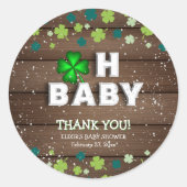 Sticker Rond Rustic Oh Baby St. Patrick's Day Baby shower (Devant)