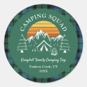 Sticker Rond Rustic Plaid Tartan Family Camping Squad Campbell (Devant)