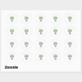 Sticker Rond Rustic Poted Lemon Tree Family Adresse de retour (Feuille)