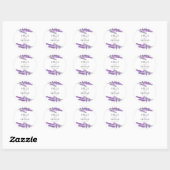 Sticker Rond Rustic Purple Lavender Watercolor Wedding (Feuille)