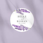 Sticker Rond Rustic Purple Lavender Watercolor Wedding