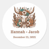 Sticker Rond Rustic Ranch Western Country Cowboy Mariage (Devant)