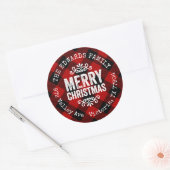Sticker Rond Rustic Red Buffalo Check Holiday Adresse de retour (Enveloppe)