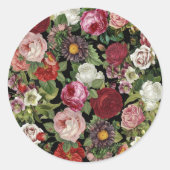 Sticker Rond Rustic Red Pink Floral Greenery Black (Devant)
