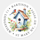 Sticker Rond Rustic Robin Bird Box Label | Watercolour Nature  (Devant)