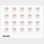 Sticker Rond Rustic Roses Minimalist Wedding Thank You (Feuille)