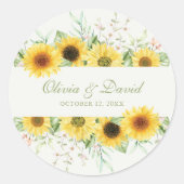 Sticker Rond Rustic Sunflower Mariage (Devant)