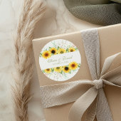 Sticker Rond Rustic Sunflower Mariage