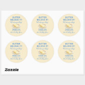 Sticker Rond Rustic Theme Butter Yellow Blue Baby Shower  (Feuille)
