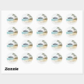 Sticker Rond Rustic Tropical Beach Cruise Palm Mariage (Feuille)