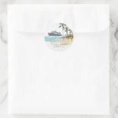 Sticker Rond Rustic Tropical Beach Cruise Palm Mariage (Sac)
