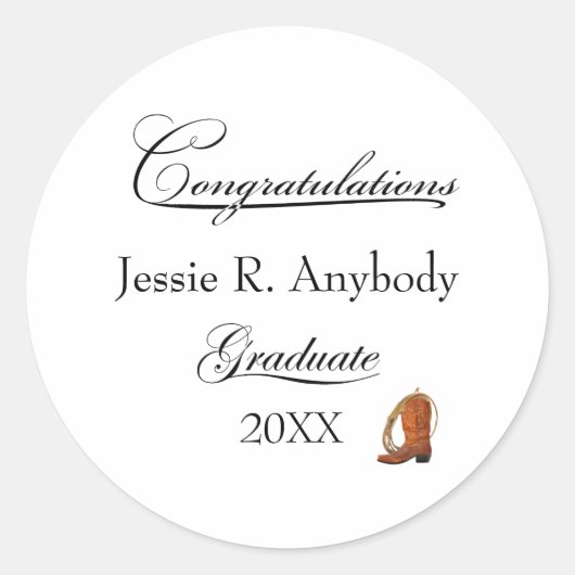 Sticker Rond Rustic Western Graduation (Devant)