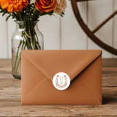 Sticker Rond Rustic Western Horseshoe Custom Monogram Mariage