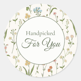 Sticker Rond Rustic Wildflower Meadow "Handpicked"