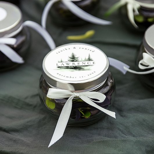 Sticker Rond Rustic Winter Nom Forest Green ID1049