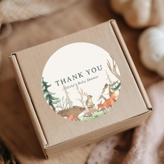 Sticker Rond Rustic Winter Woodland Baby Shower Favor