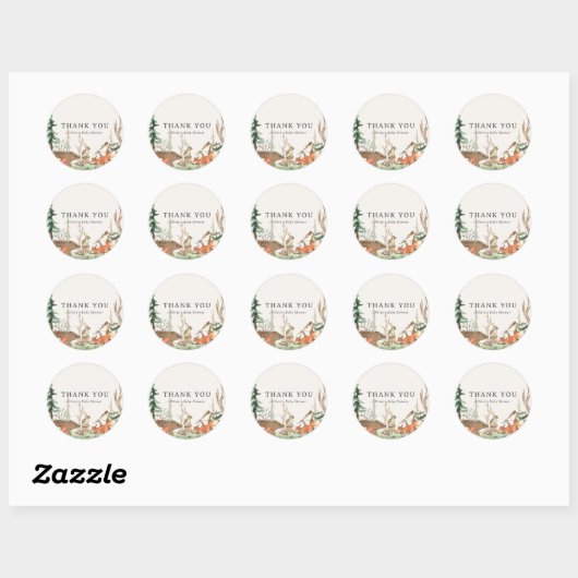 Sticker Rond Rustic Winter Woodland Baby Shower Favor (Feuille)