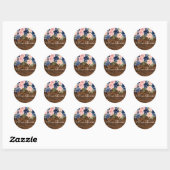 Sticker Rond Rustic Wood Blush & Navy Mariage Engagement Party (Feuille)