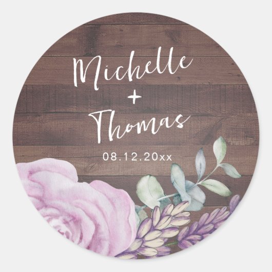 Sticker Rond Rustic Wood Botancial Wedding (Devant)
