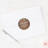 Sticker Rond Rustic Wood Holly We’ve Moved Holiday (Enveloppe)