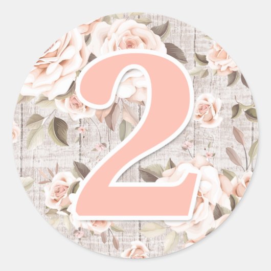 Sticker Rond Rustic Wood & Shabby Chic Rose 2e fête d'anniversa (Devant)
