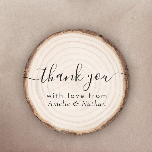 Sticker Rond Rustic Wood Slice Wedding Thank You