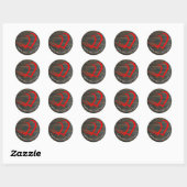 Sticker Rond Rustic Wood Valentine`s Day Two Red Heart (Feuille)