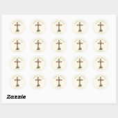 Sticker Rond Rustic Wooden Cross He is risen Easter (Feuille)