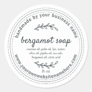 Sticker Rond Rustique à la main Bergamot savon blanc