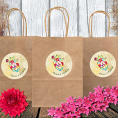 Sticker Rond Rustique Anatomique Floral Heart Mariage mexicain