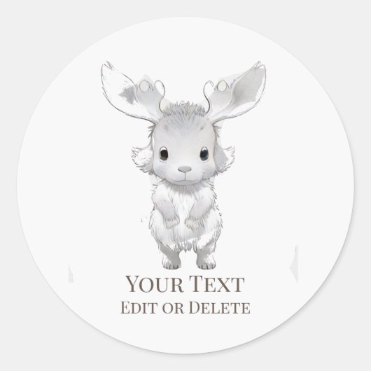 Sticker Rond *~* Rustique AP49 Cartoon Bébé MooseSticker (Devant)
