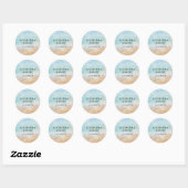 Sticker Rond Rustique aquarelle été mer plage mariage (Feuille)