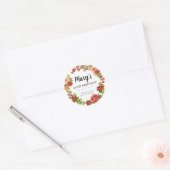 Sticker Rond Rustique Automne Floral 80e Anniversaire Merci (Enveloppe)