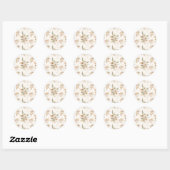 Sticker Rond Rustique Automne Rose Aquarelle Botanique (Feuille)