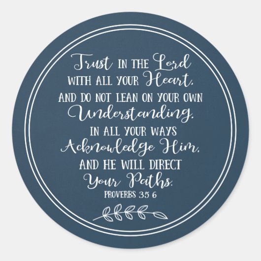 Sticker Rond Rustique Bible Bleue Verse Typographie chrétienne (Devant)